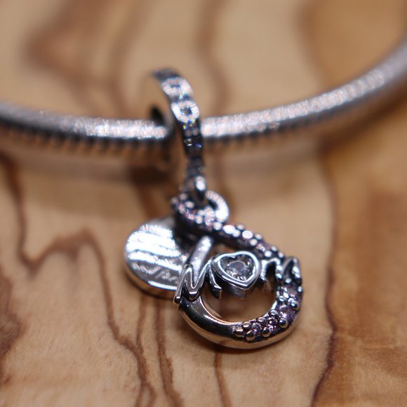 Mom Infinity Double Dangle Bracelet Charm - S925 Sterling Silver Fits Pandora - Picture 5 of 5